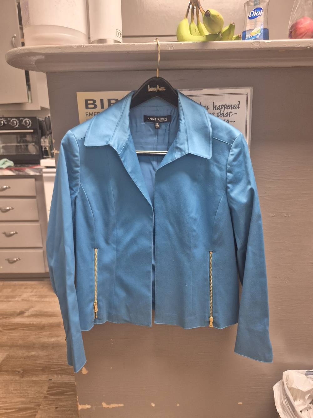 Vintage Anne Klein Women's Blue Zip-Accent Jacket